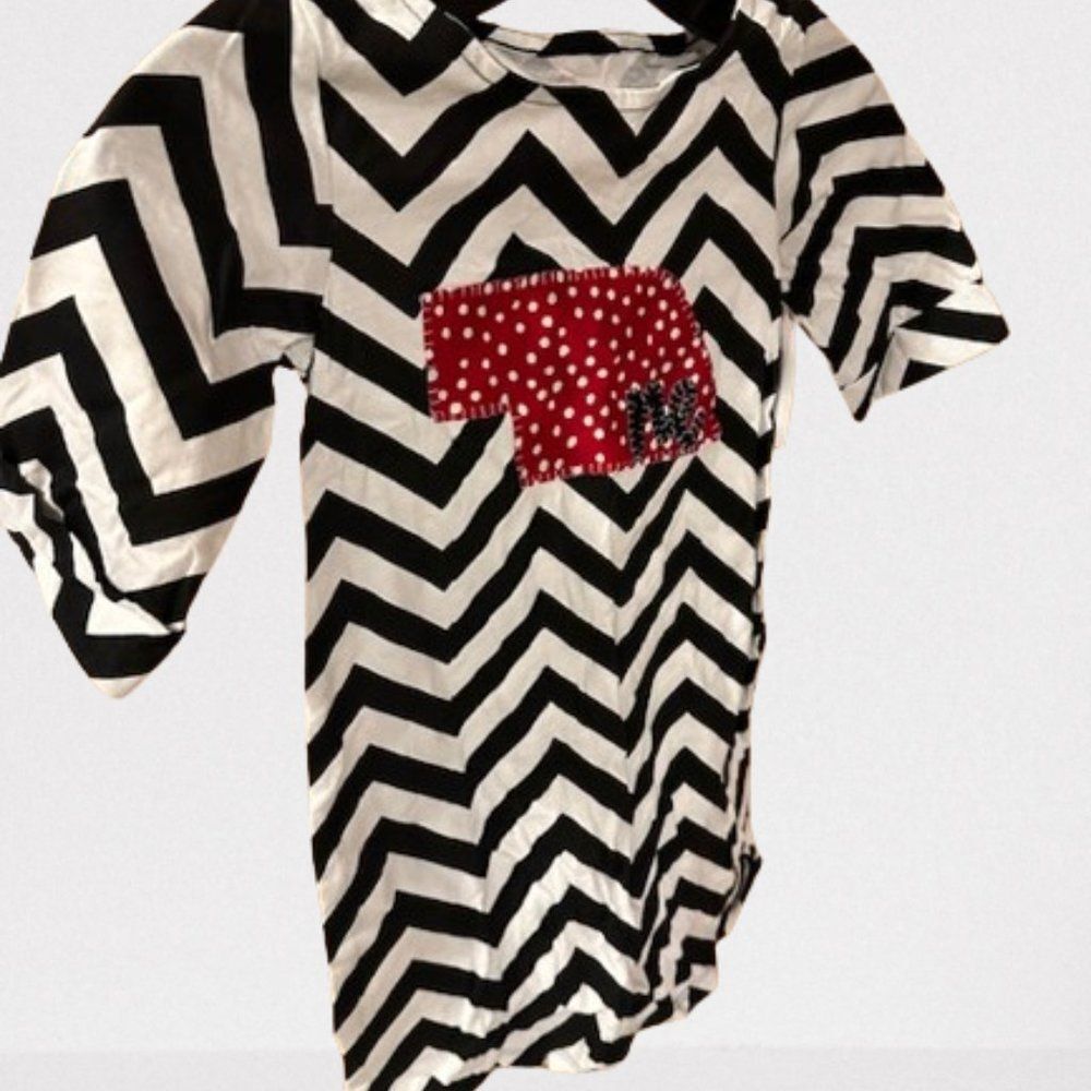Black Chevron w/ Red Polka Dot Nebraska with NE Dress 1293 Size 6-6x NWT